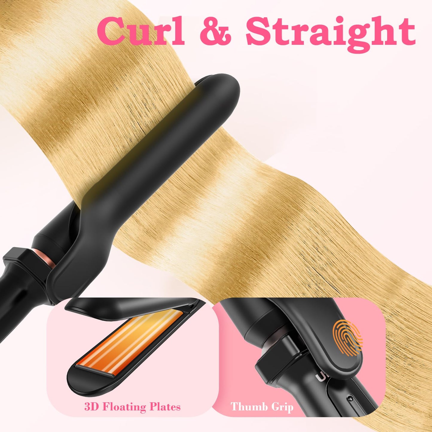 Ufree 5 in 1 Curling Iron with Interchangeable Ceramic Barrels (0.35"-1.25"), Curling Wand Set with Flat Iron Hair Straightener, Instant Heat Up, Dual Beauty and Personal Care Ufree