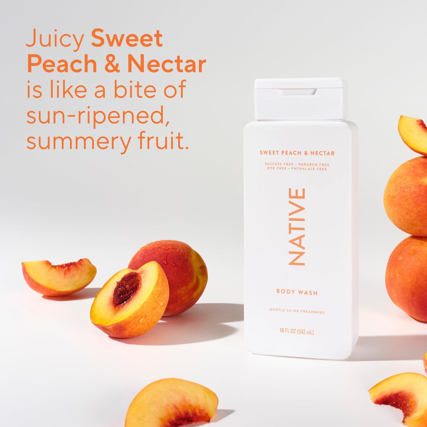 Native Sweet Peach & Nectar Scent 24-Hr Refreshing Clean Body Wash for Women & Men, for All Skin Types Incl. Sensitive, Leaves Skin Feeling Clean Beauty & Personal Care Native