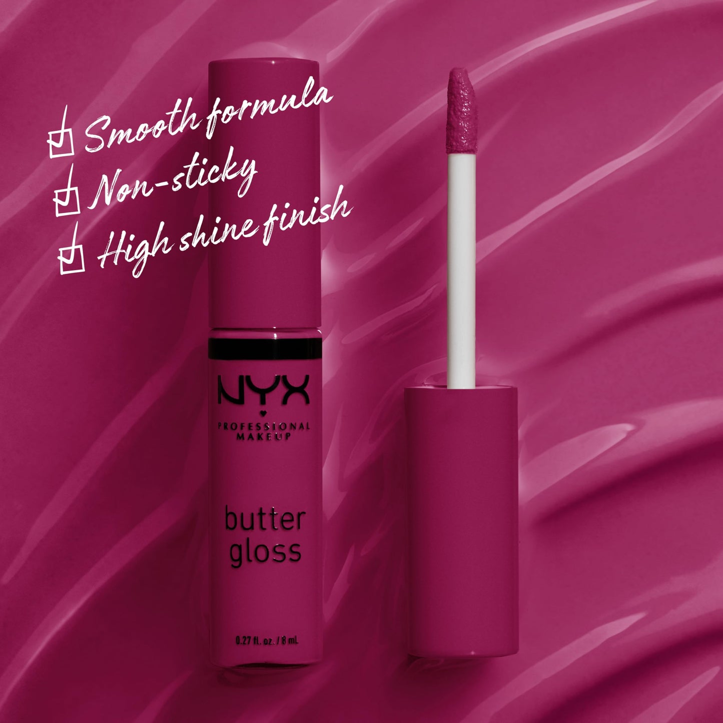 NYX PROFESSIONAL MAKEUP Butter Gloss, Non-Sticky Lip Gloss - Devil's Food Cake (Deep Plum)