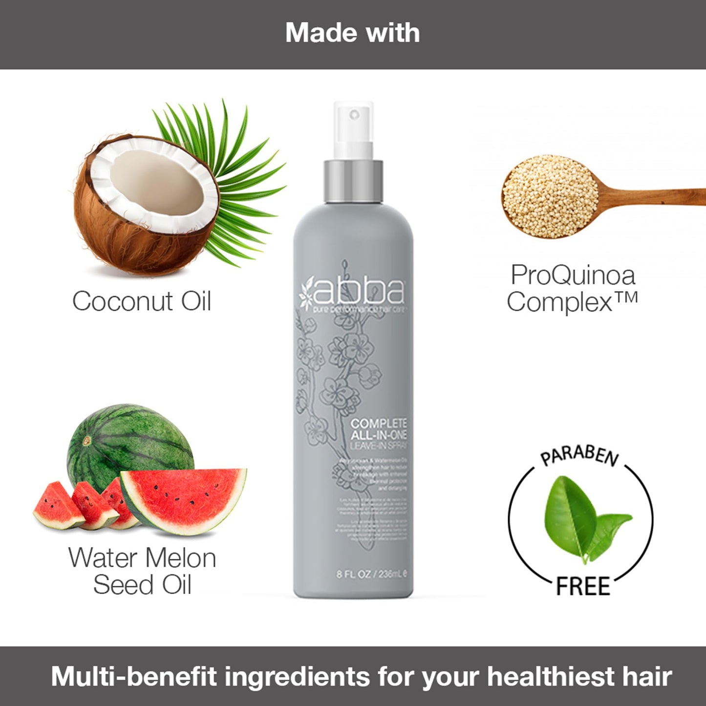 ABBA, Complete AllinOne Leavein Spray, Fresh, Beachy Scent, 8 Fl Oz