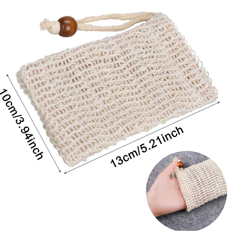 PHOGARY Sisal Soap Saver Bag (5-Pack) Ideal for Exfoliating & Save Soaps, Natural Fiber Soap Bags for Foaming and Drying The Soap, Organic Soap Bag