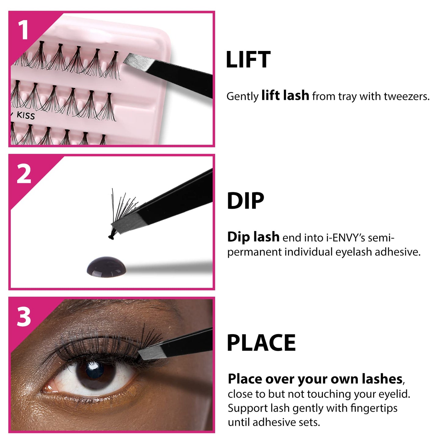 i-Envy Semi-Permanent Lash Glue Adhesive for Individual Cluster Lashes & Lash Extension, Waterproof Strong Hold, Long-Lasting Up to 2 Weeks