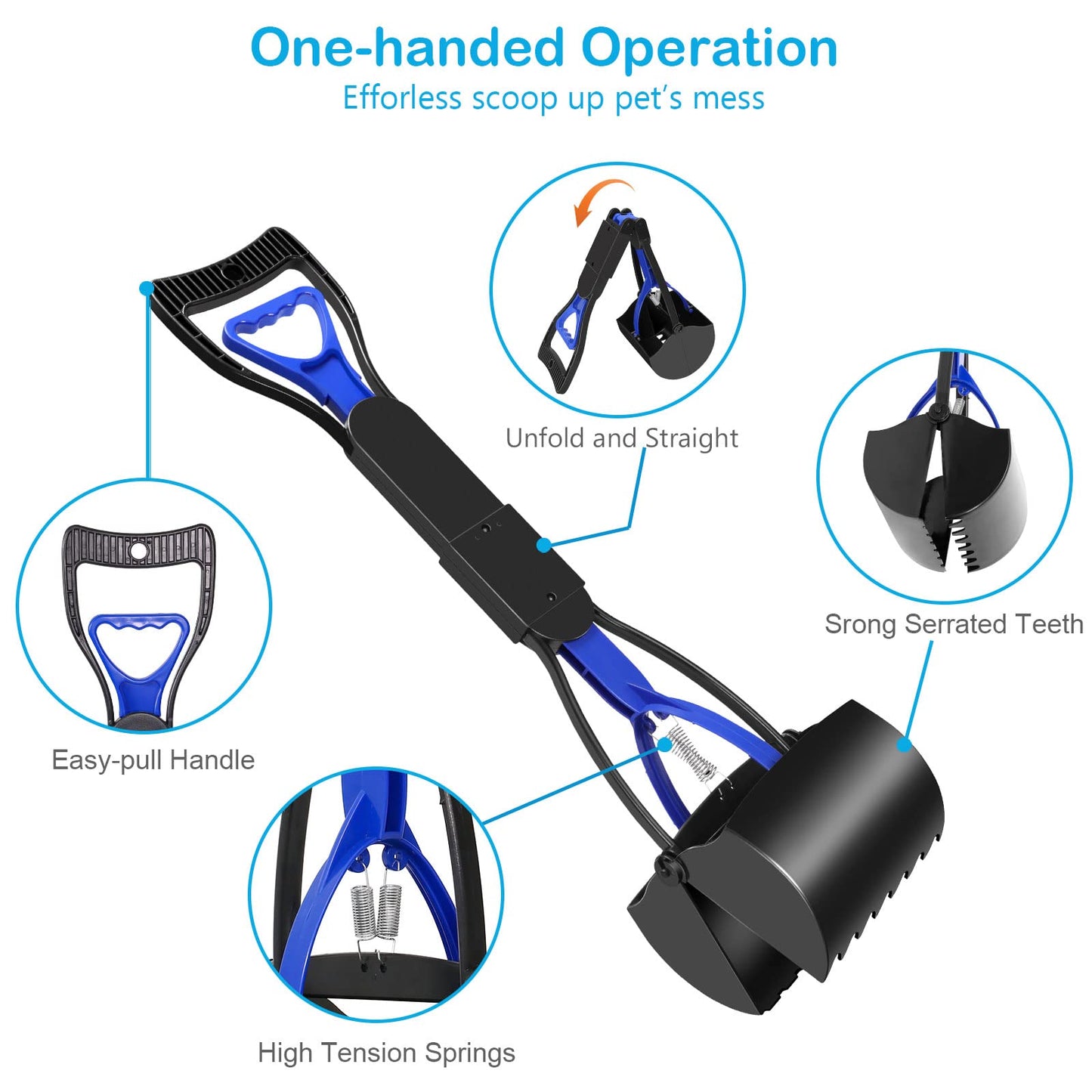 UPSKY Pooper Scooper for Large Small Dogs, Folding Dog Poop Scooper, Durable Spring and Premium Materials，Easy to Use for Dirt, Gravel Pick Up Shovel