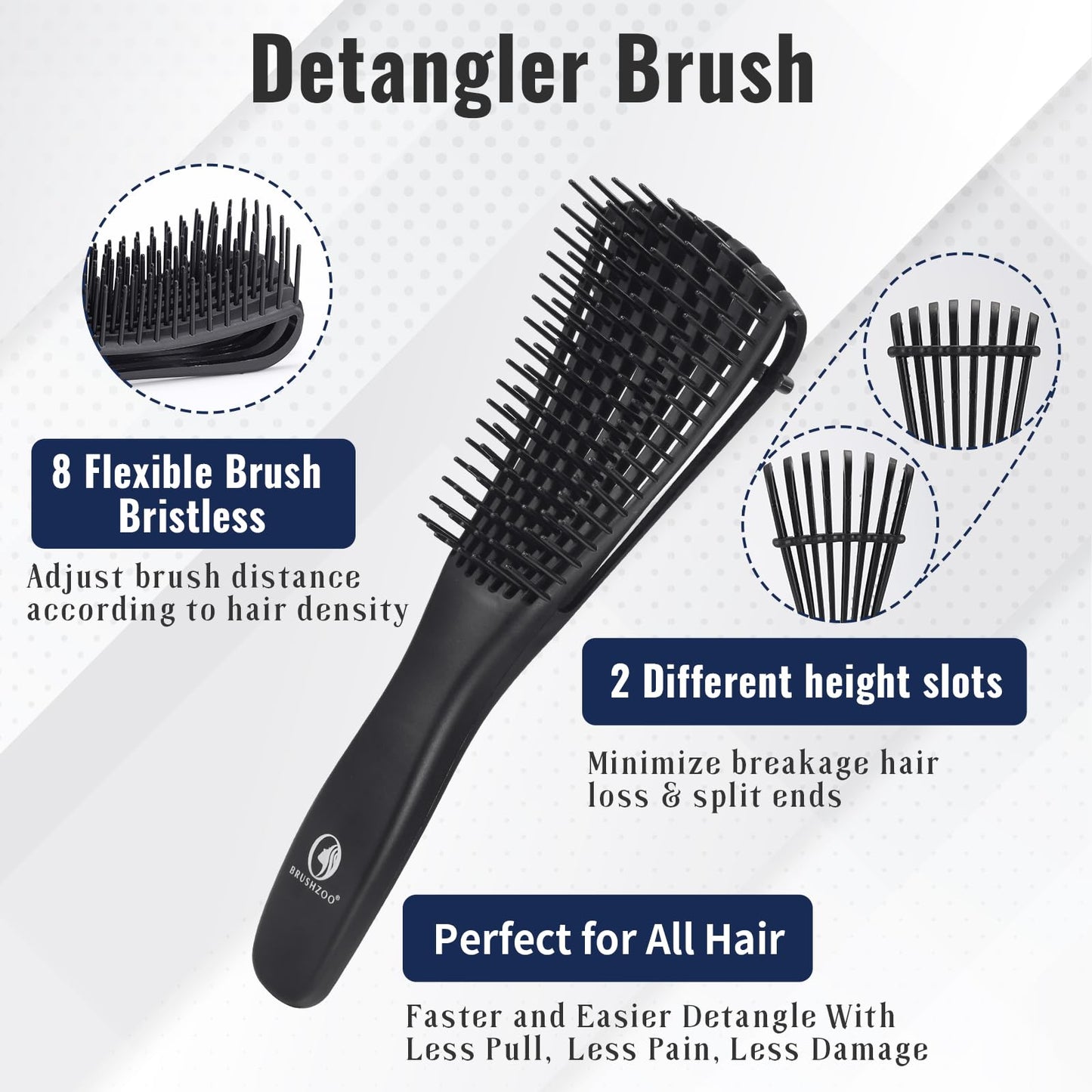 BRUSHZOO Detangling Hair Brush for Curly Hair, Hair Brushes for Women Men Kids Blowdrying Styling, Detangler Brush for Wet Dry Thick Wavy Hair Beauty and Personal Care O BRUSHZOO