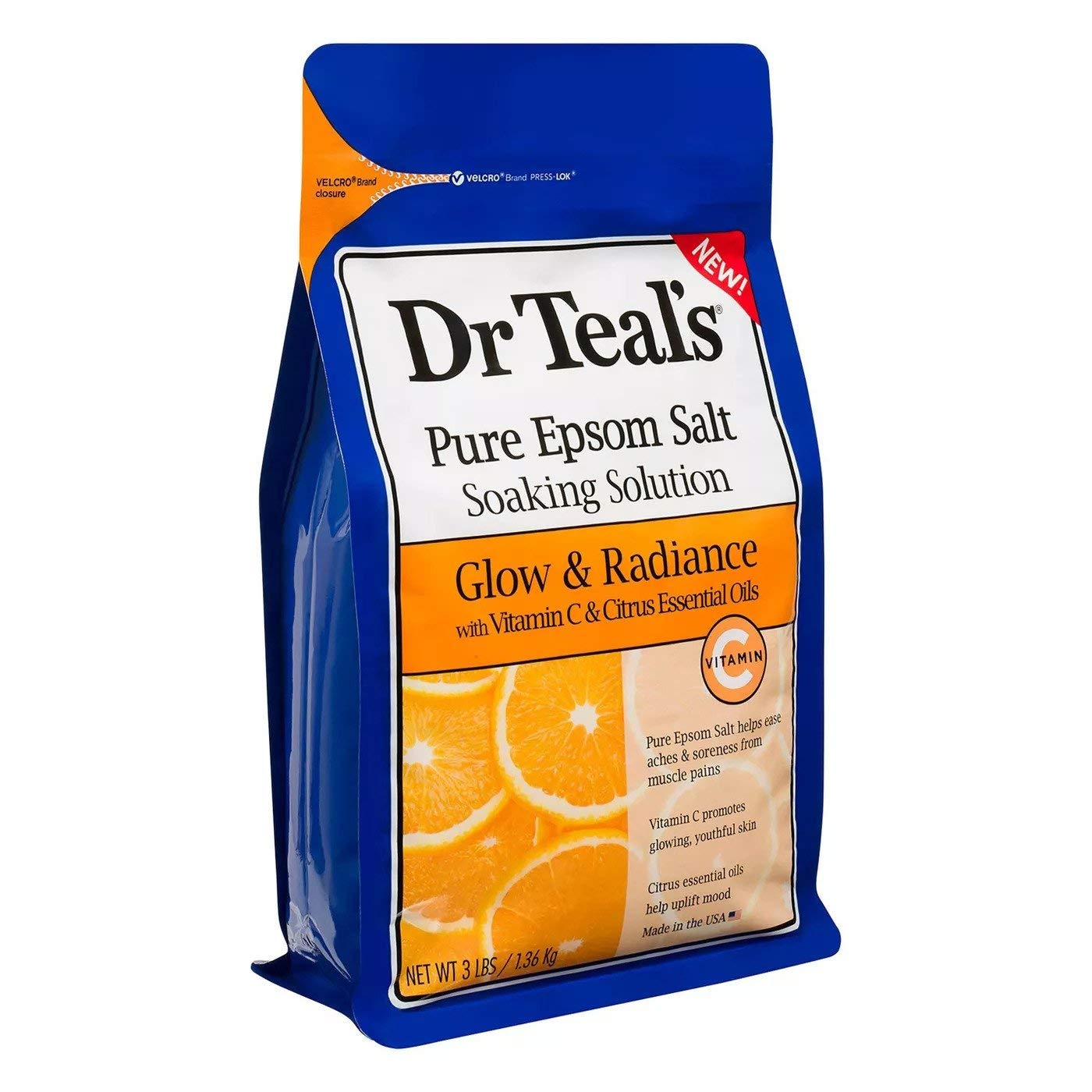 Dr Teal's Pure Epsom Salt Bath Variety Gift Set (2 Pack, 3lb Ea.) - Relax & Relief Eucalyptus & Spearmint, Glow & Radiance Vitamin C & Citrus Beauty and Personal Care Dr Teal's