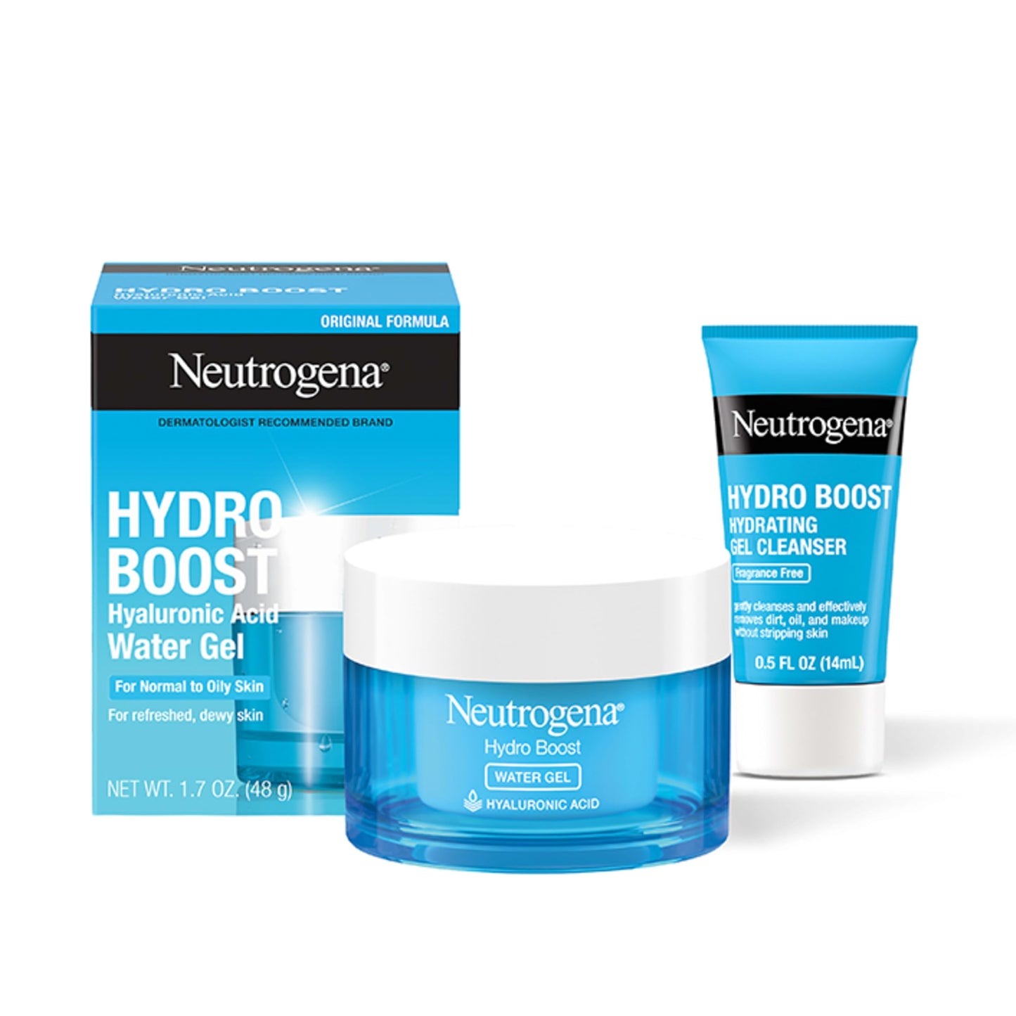 Neutrogena Hydro Boost Water Gel and Hydro Boost Hydrating Gel Cleanser, for Normal to Oily Skin, Facial Moisturizer 1.7 fl oz and Trial-Size Facial Beauty and Personal Care Neutrogena