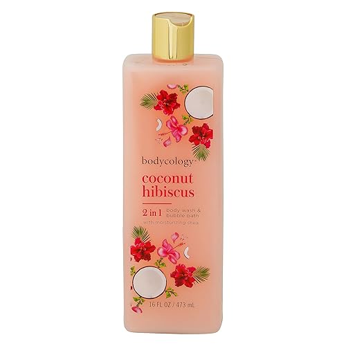 Bodycology Coconut Hibiscus Moisturizing Body Wash for Women, 16 Ounce