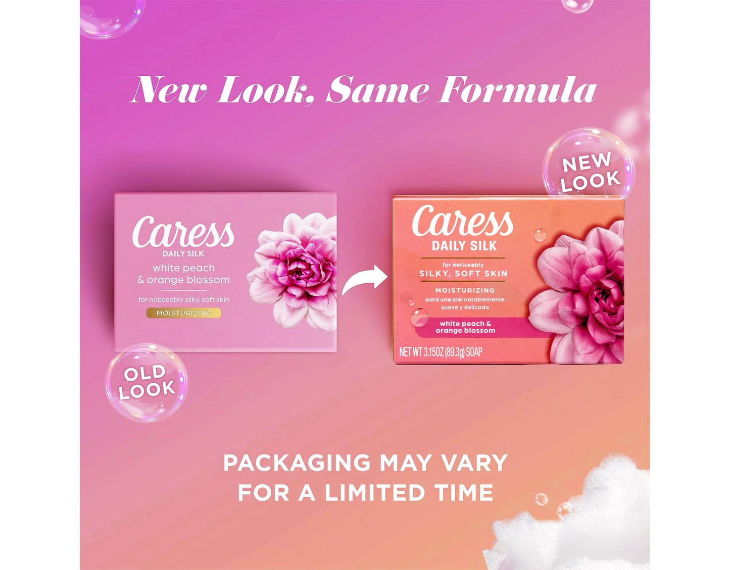 Caress Daily Silk White Peach & Orange Blossom Moisturizing Beauty Bar Soap, 3.15 OZ - 4 Pack