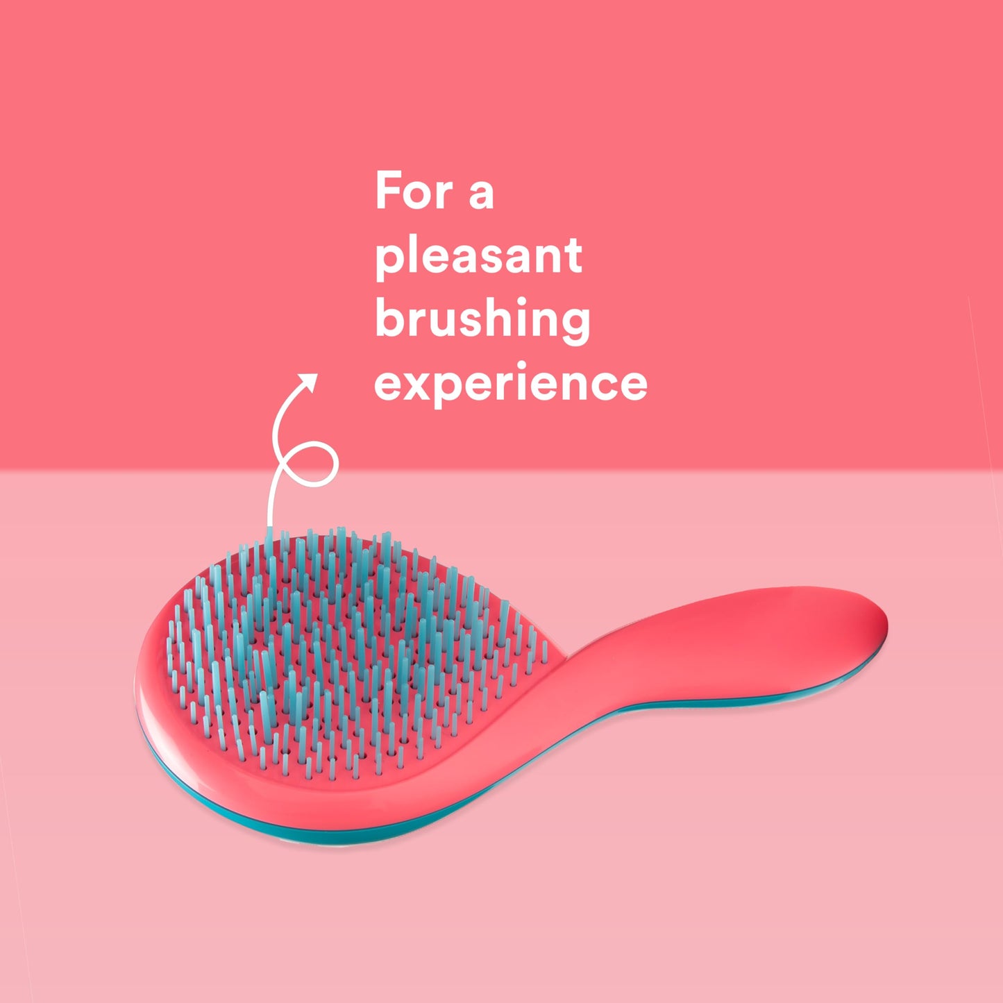 Michel Mercier The Girlie Detangle Brush - Painless Detangling Brush - Easy Grip Hair Brush Design - Thick and Curly Hair - Turquoise-Pink - 1 pc