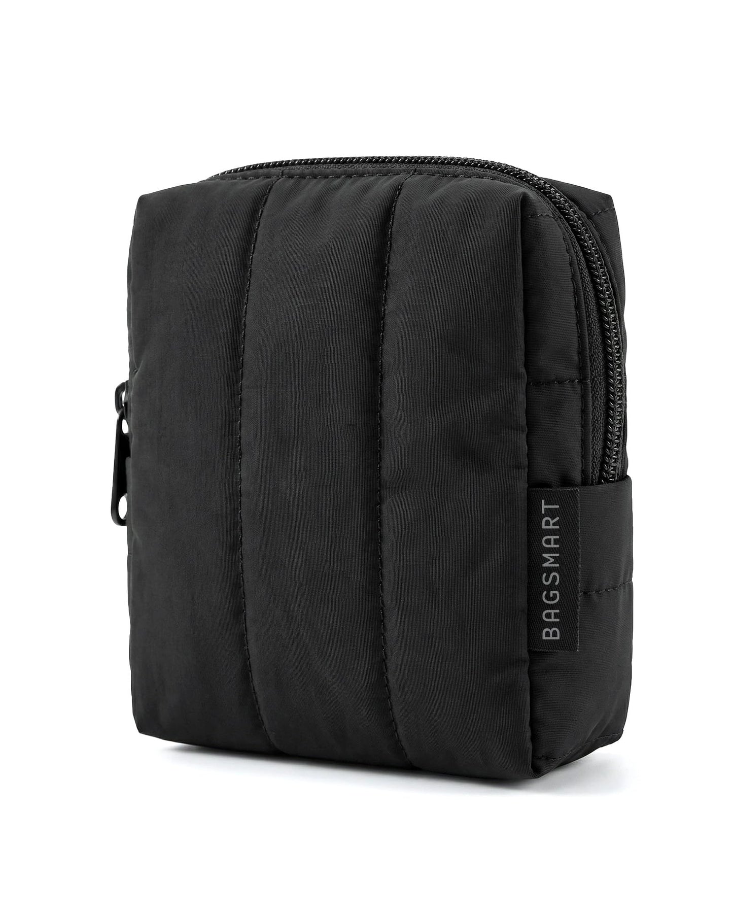 BAGSMART Small Travel Makeup Bag for Purse Toiletry Pouch, Puffy Padded Mini Cosmetics Bag, Cute Make Up Pouch for Women with Slip-in Pocket, Travel Beauty and Personal Care BAGSMART