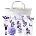 BODY & EARTH Spa Gift Baskets for Women 11pcs Lavender Gift Sets with Bubble Bath, Shower Gel, Body Lotion, Mom Birthday Gifts, Spa Kit, Purple Gift Beauty & Personal Care BODY & EARTH