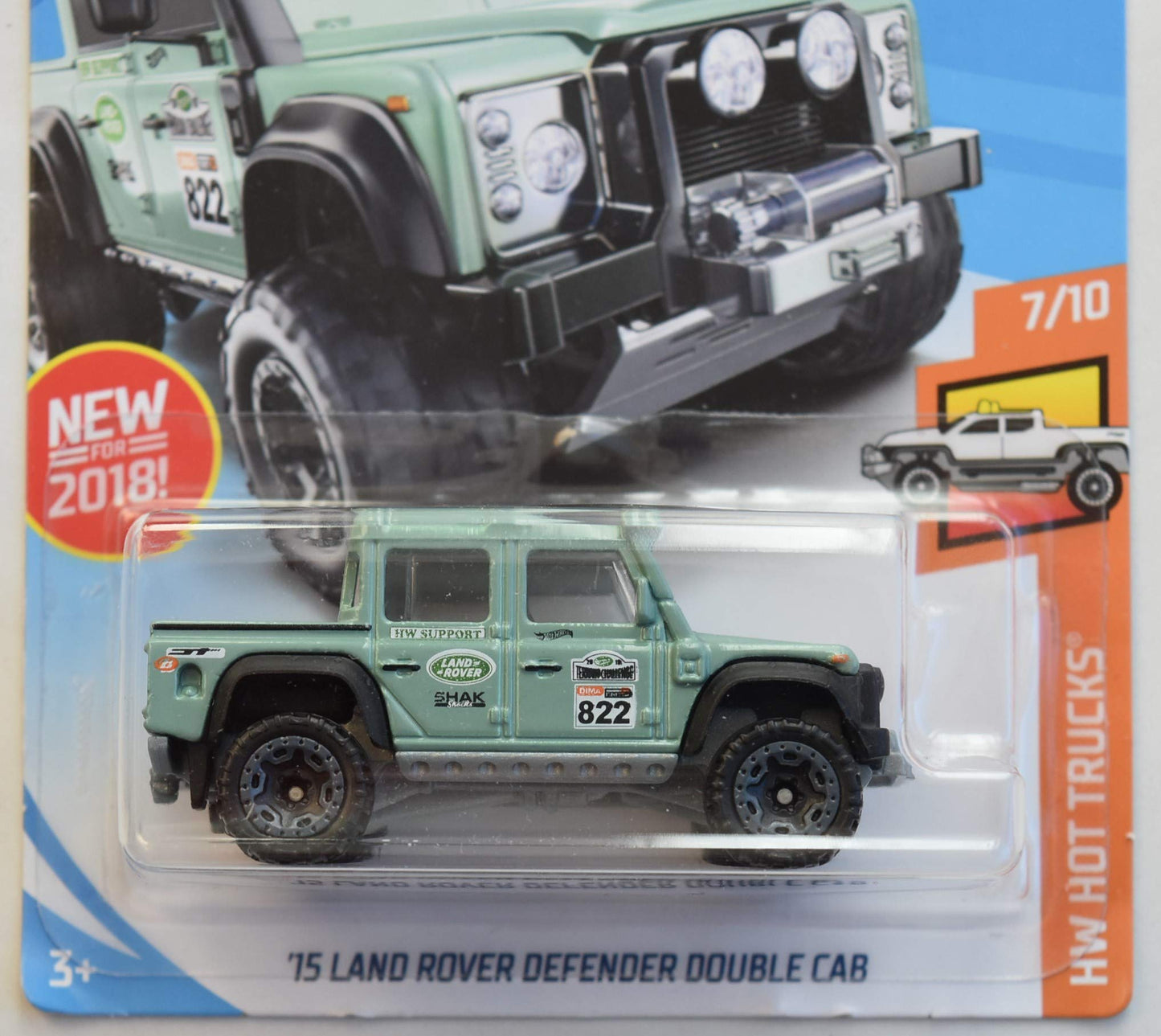 Hot Wheels 2018 50th Anniversary HW Hot Trucks '15 Land Rover Defender Double Cab 158/365, Green