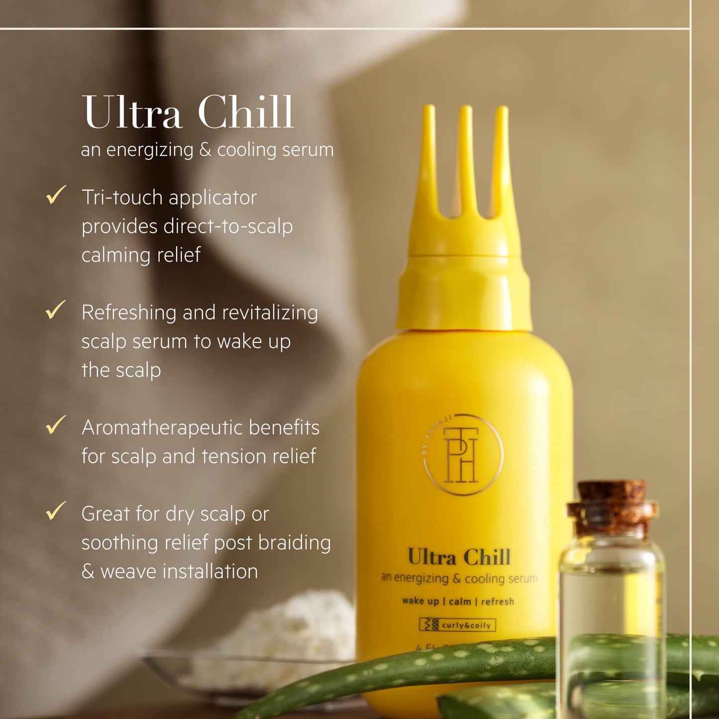 TPH BY TARAJI Ultra Chill Cooling Hair Serum with Aloe, Biotin & Tea Tree Oil | Aromatherapy Scalp Treatment to Soothe & Refresh Dry Damaged Hair |
