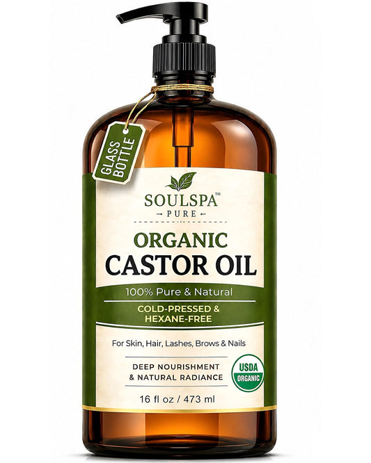 SOULSPA PURE Organic Castor Oil for Hair, Scalp, Skin, Face & Eyelashes | USDA Certified | 100% Pure Castor Oil Organic Cold Pressed Unrefined Glass Beauty and Personal Care SOULSPA PURE Default Title