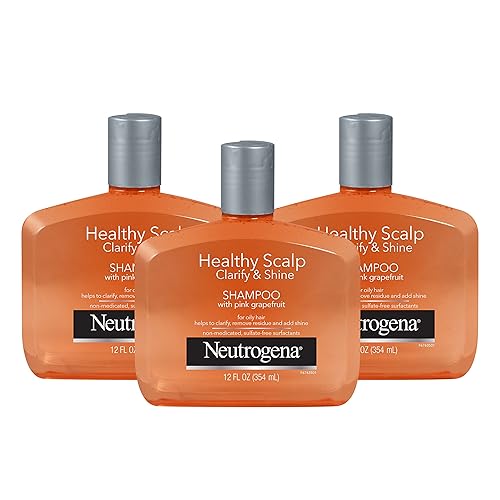 Neutrogena Exfoliating Healthy Scalp Clarify & Shine Shampoo for Oily Hair and Scalp, Anti-Residue Shampoo with Pink Grapefruit, pH-Balanced, Paraben