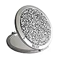 oaiqiy Compact Mirror, Handheld 2.75 inches Travel Makeup Mirror, 1X/2X Magnifying Round Pocket Makeup Mirror(Silvery)