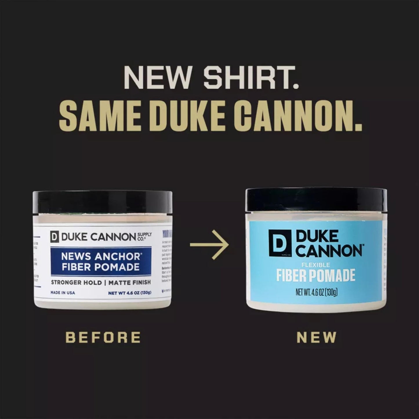 Duke Cannon Supply Co. Flexible Fiber Pomade for Men - 4.6 oz - Strong Hold, No Shine - Long-Lasting, Water-Based Matte Pomade