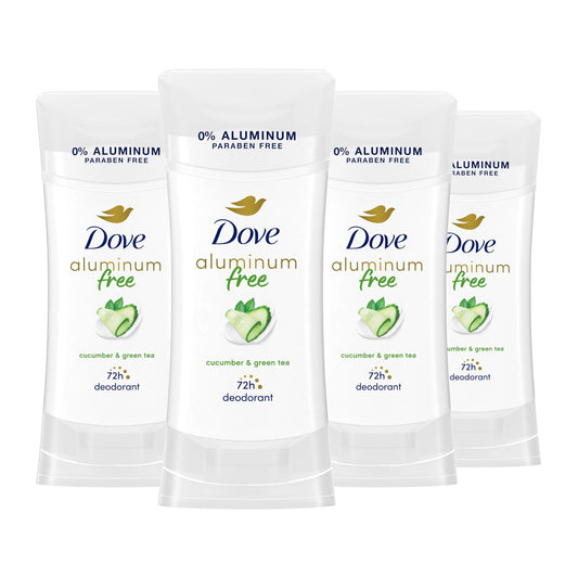 Dove Aluminum Free Deodorant for Women 4 Count Cucumber and Green Tea 72 hour odor protection 2.6 oz Beauty and Personal Care Dove
