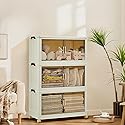 Garvee 378QT Stackable Storage Bins, Plastic Bins for Storage with Lids, Plastic Storages Drawers with Magnetic Doors & Wheels, Foldable Collapsible…
