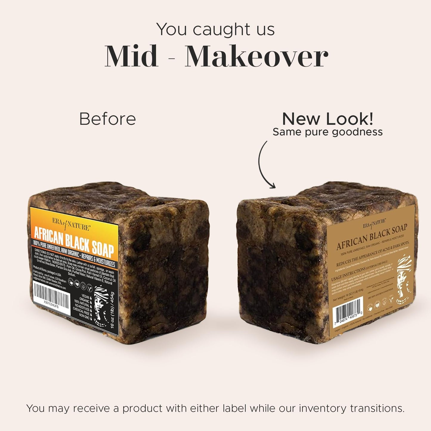era of nature Best Raw ORGANIC AFRICAN BLACK SOAP, for Dry Skin and Skin Conditions. Pure & Natural Ingredients, Imported From Ghana - 1lb (16oz) Beauty and Personal Care era of nature