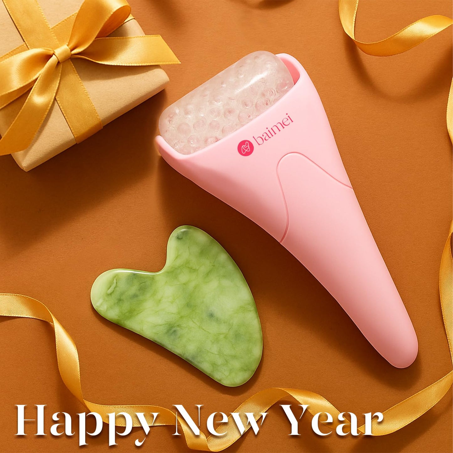 BAIMEI IcyMe Ice Roller for Face and Gua Sha Facial Tool Set, Ice Face Roller Reduces Puffiness Relieves Migraines Skin Care Tools, Self Care Gift