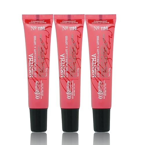 C.O. Bigelow Cinnamint Mentha Lip Shine Balm Tubes, Pack of 3 Bulk Lip Gloss with Cinnamon & Peppermint Oil, High Gloss Shine Finish, 0.5 oz
