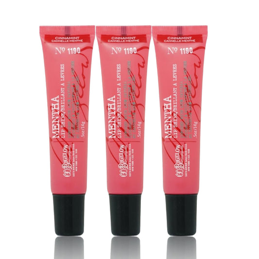C.O. Bigelow Cinnamint Mentha Lip Shine Balm Tubes, Pack of 3 Bulk Lip Gloss with Cinnamon & Peppermint Oil, High Gloss Shine Finish, 0.5 oz