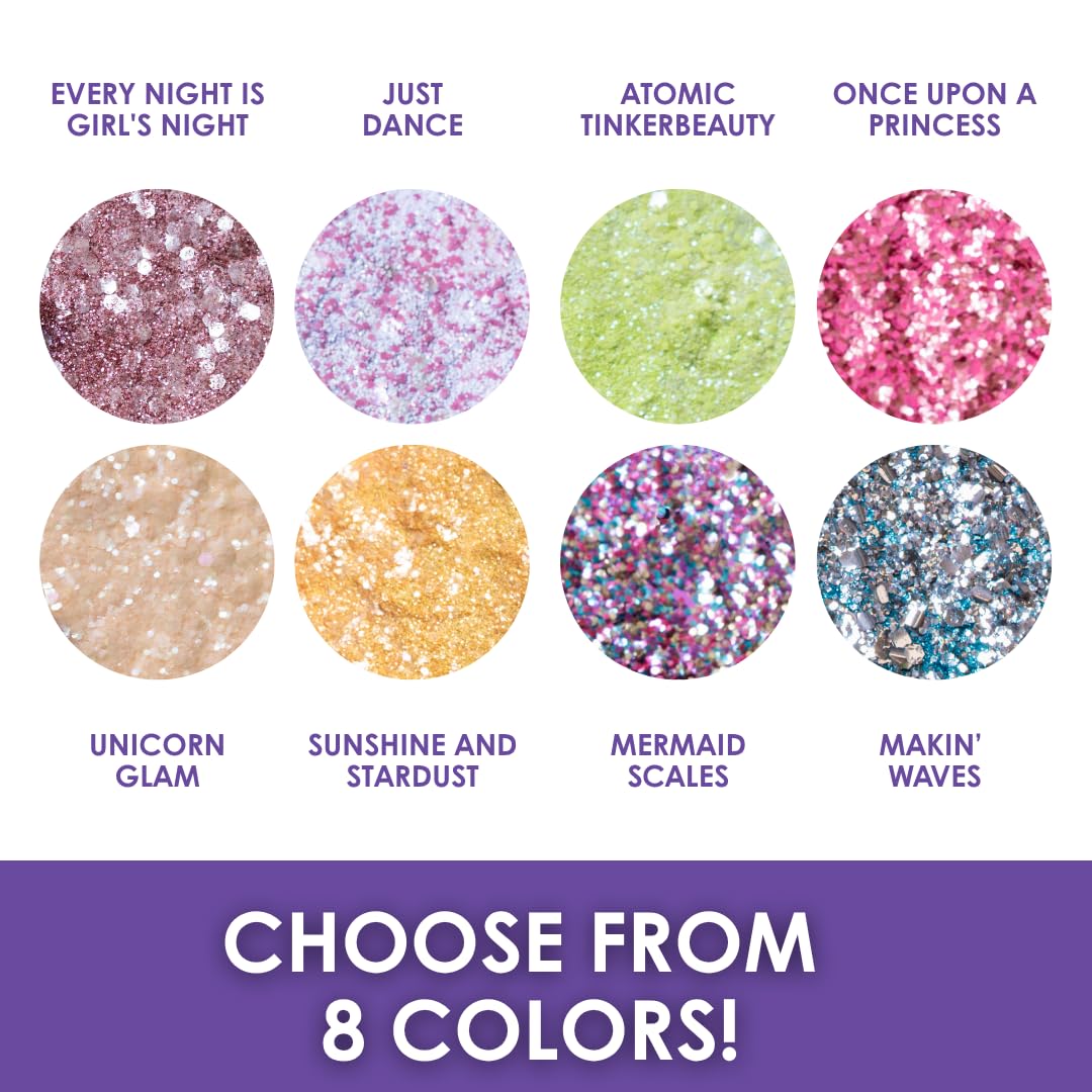 Biodegradable Glitter, 8 Colors, Vegan, for Hair and Body, Safe for Children (Just Dance)