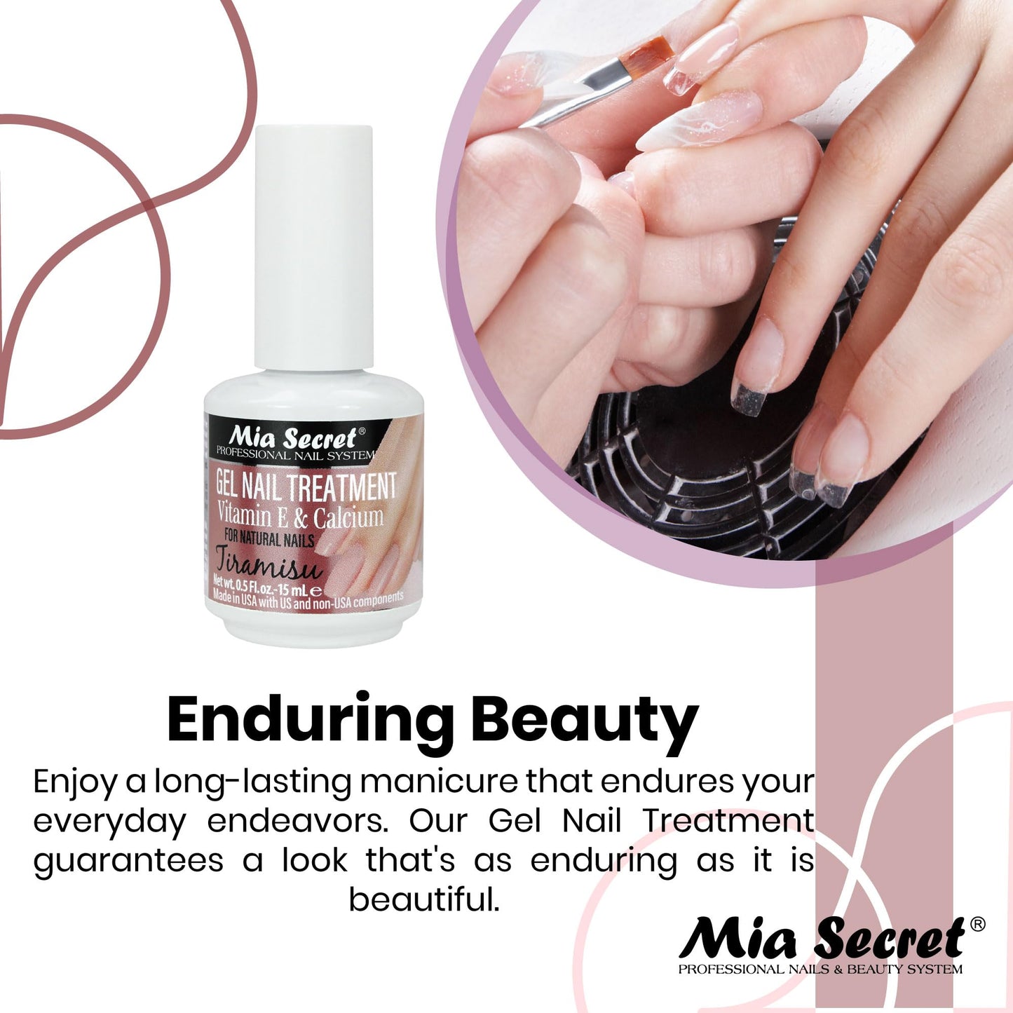 Mia Secret Gel Nail Treatment With Vitamin E and Calcium, 15ml - Nail Repair and Strengthening Polish (Tiramisu) Beauty & Personal Care Mia Secret