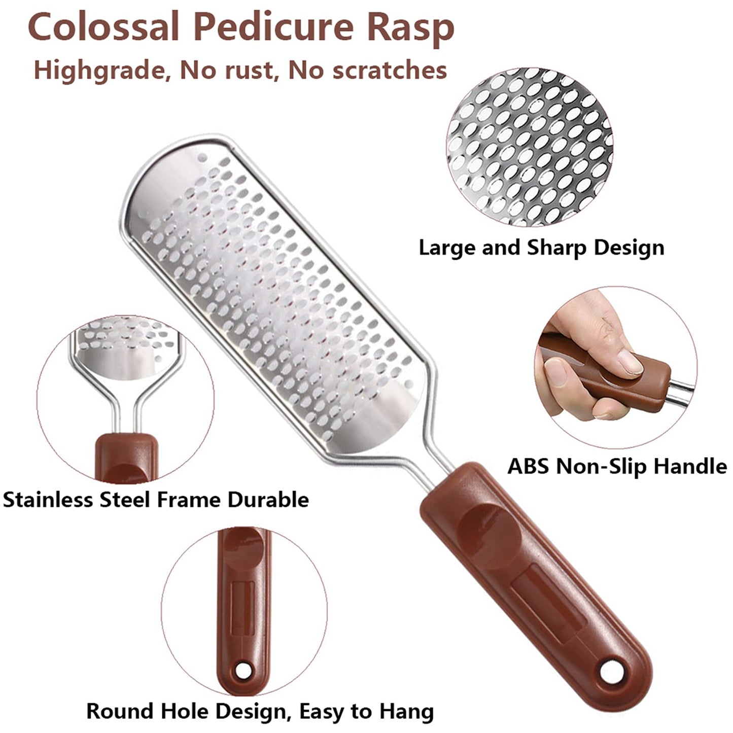 Colossal Foot Rasp & Wood Handle Callus Shaver (10 Replacement & 1 File Foot Heads), Pedicure Foot File Kit, Heel Scraper for Feet, Foot File Callus Beauty and Personal Care Vusoset