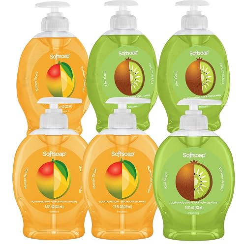 Softsoap Liquid Hand Soap with Pump, Limited Edition Summer Scents, Mango & Kiwi, 7.5 Fl Oz, 6 Pack
