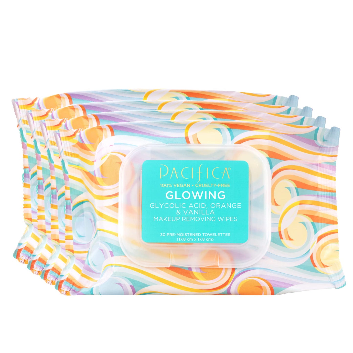 Pacifica Vegan Face Cleansing Wipes, Makeup Remover Wipes w/Glycolic Acid, Aloe Vera & Coconut Water Exfoliating & Hydrating Facial Towelettes for All Beauty and Personal Care Pacifica Default Title