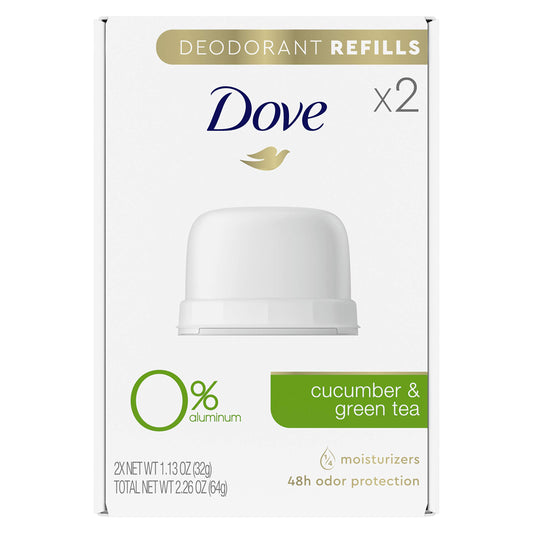Dove Deodorant Refills Refill Kit 0% Aluminum Cucumber & Green Tea Aluminum Free Deodorant 1.13 oz Beauty and Personal Care Dove