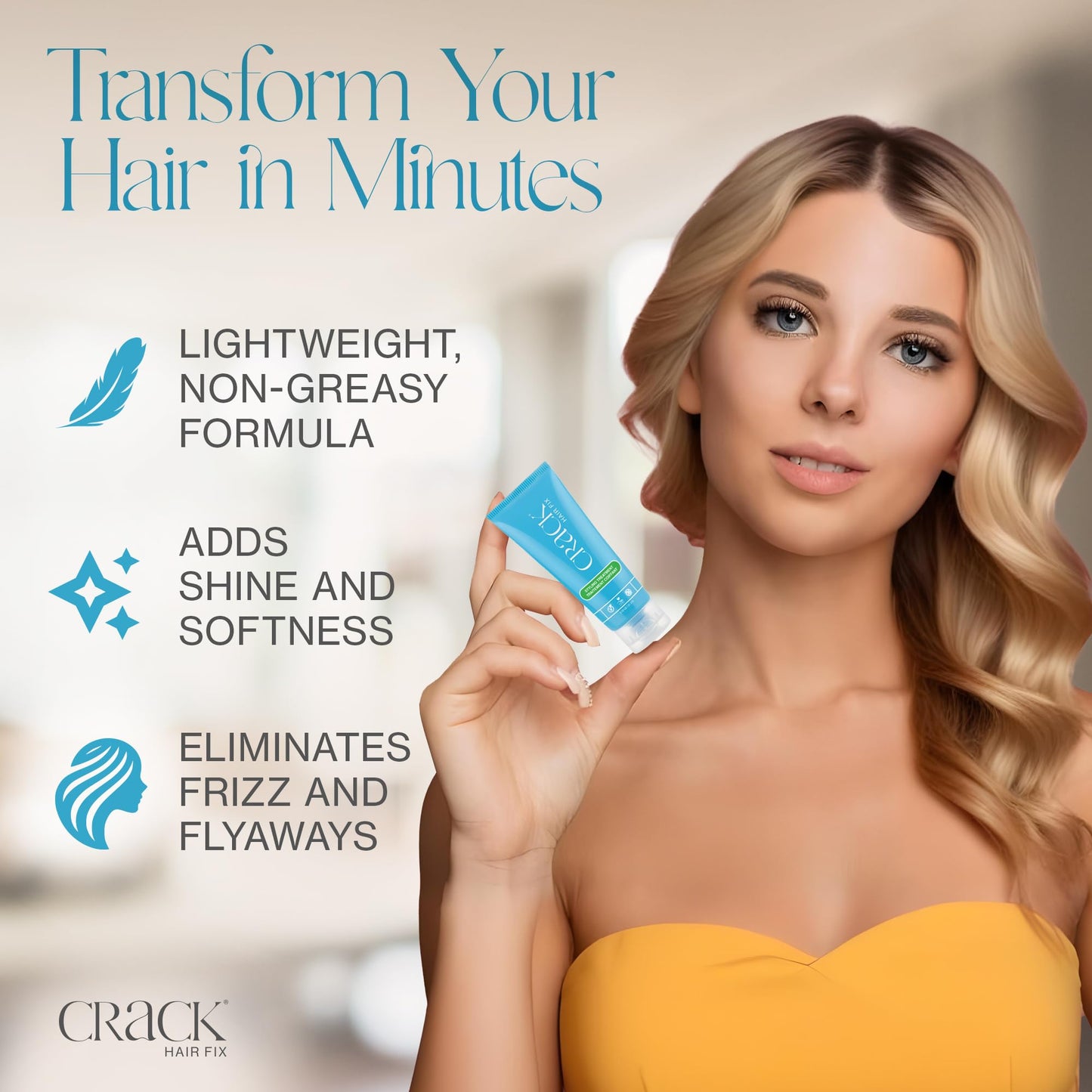 Crack HAIR FIX Trial and Travel Size Styling Creme - Multi-Tasking, Anti-Frizz, Leave-In Styling Aid With Protection from Humidity, Chlorine, Heat