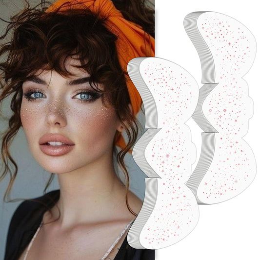 Wodelanle Glitter Freckles Face Tattoo, 24 Count Rose Gold Face Glitter Speckles Makeup Patches, Glow Up Makeup Patches, Cute Glitter Freckles Makeup