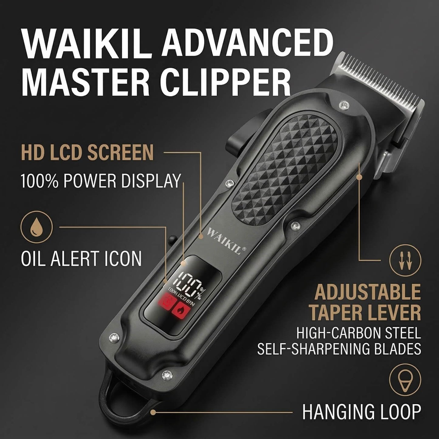WAIKIL Barber Hair Clippers Kit for Men,Cordless Clippers with T-Blade Trimmer & Shaver,Rechargeable Hair Cutting Set with Guide Combs,Beard Grooming Beauty and Personal Care WAIKIL