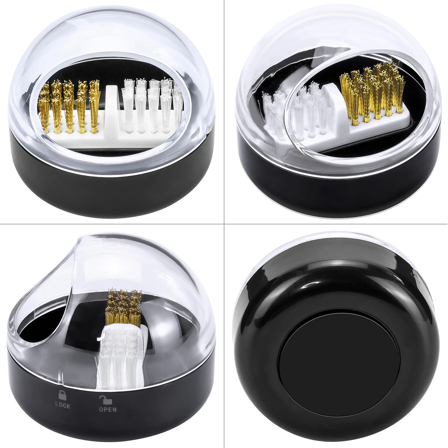 HiANNE Nail Art Cleaner Tool Case with Steel Wire Brush and Nylon Brush for Cleaning Carbide/Ceramic Nail Drill Bits, Anti-Splash Design, Removable