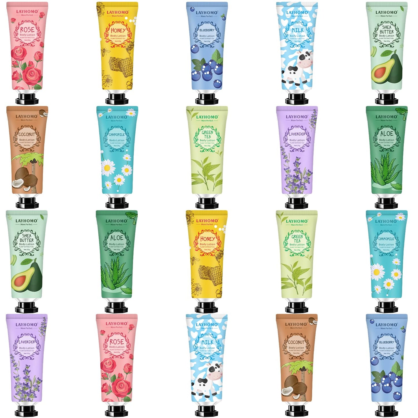 20 Pack Mini Body Lotion Gift Bulk for Dry Skin,Travel Size Small Body Cream With Shea Butter Natural Fragrance Moisturizing Body Lotion for Women