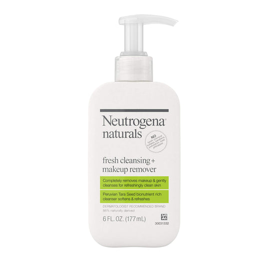 Neutrogena Naturals Fresh Cleansing Daily Face Wash + Makeup Remover with Naturally-Derived Peruvian Tara Seed, Hypoallergenic, Non-Comedogenic