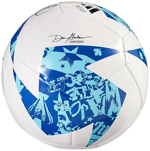 adidas MLS Club Soccer Ball, White/Blue/Bright Cyan, 5