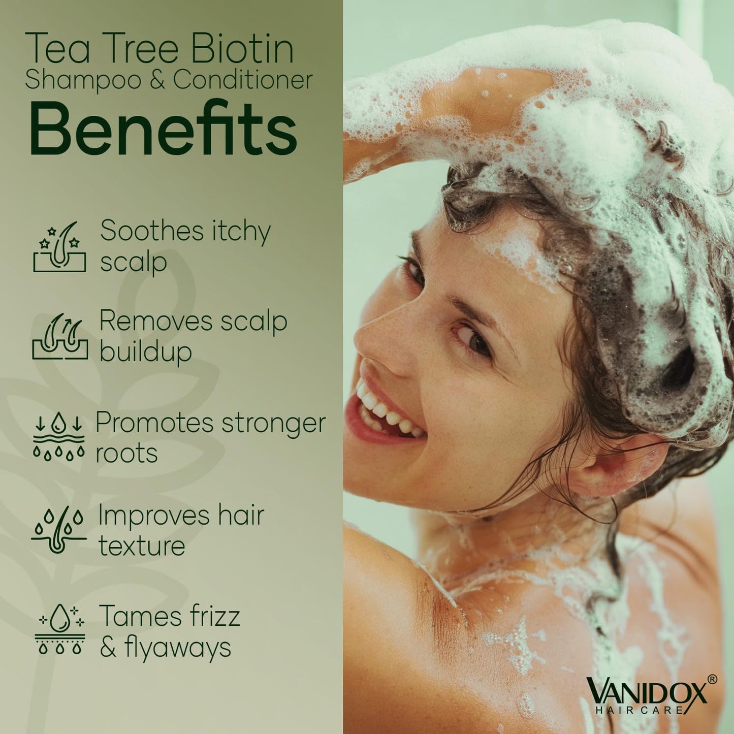 Tea Tree Oil Shampoo and Conditioner Set with Biotin, DHT Blockers, Itchy Scalp Relief, Supports Thicker-Looking Hair, Cleanses Dandruff & Buildup