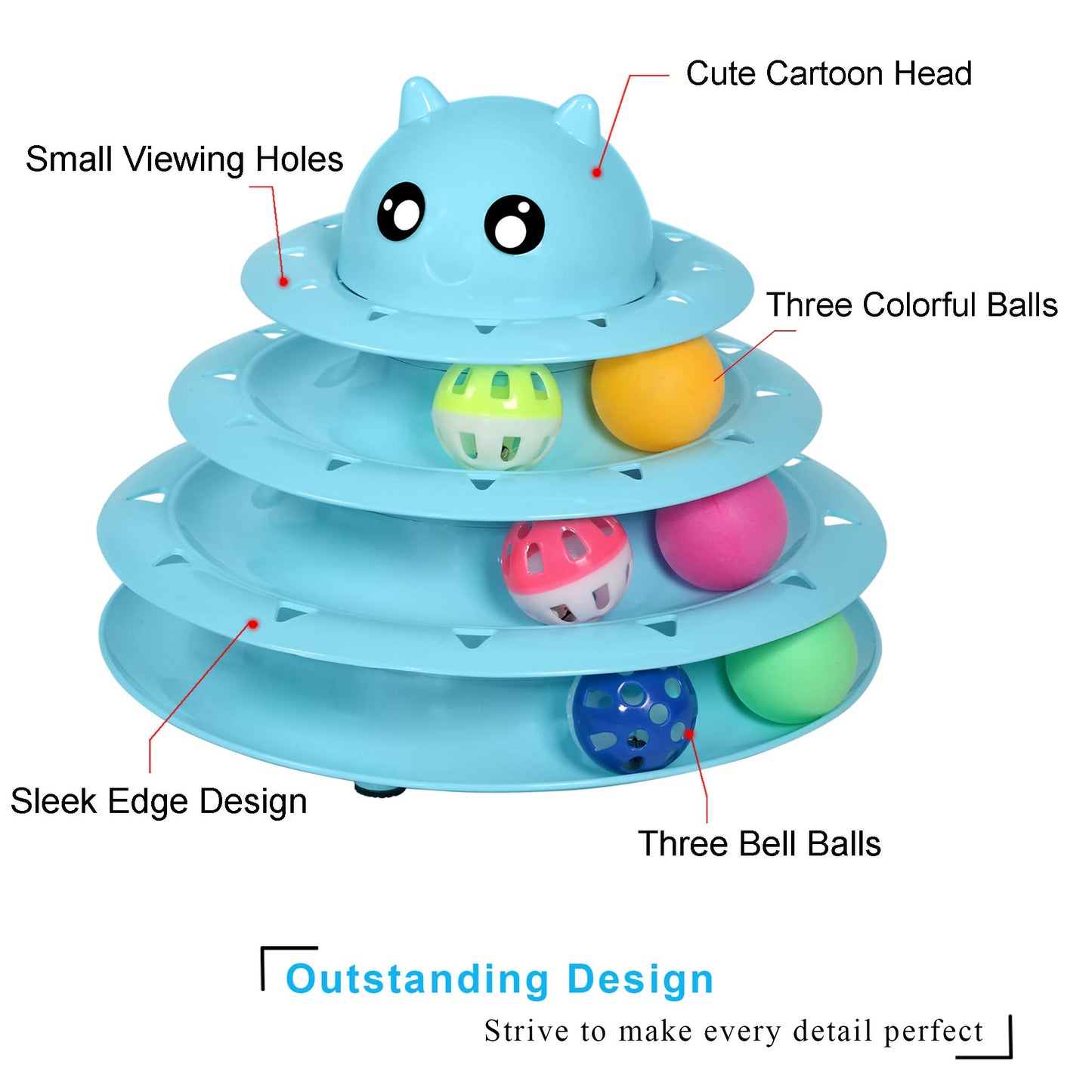 UPSKY Cat Toy Roller 3-Level Turntable Cat Toys Balls with Six Colorful Balls Interactive Kitten Fun Mental Physical Exercise Puzzle Kitten Toys