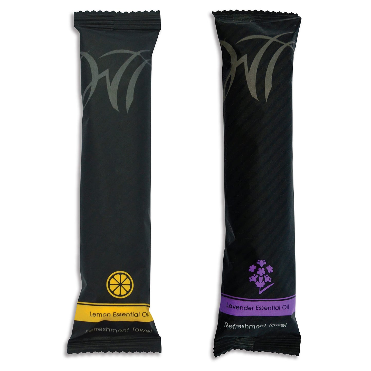 White Towel Services 8" x 8" inch Moist Cotton Towel Individually Wrapped - Lemon and Lavender (Case of 100) *