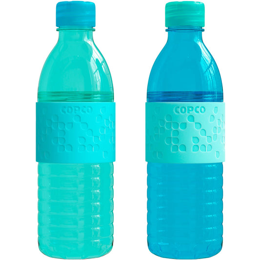 Copco Hydra 16.9oz Water Bottle, Set of 2 - Non-Slip Sleeve & BPA-Free Tritan Plastic - Dishwasher Safe, Reusable Plastic To Go Bottle - Leak-Proof