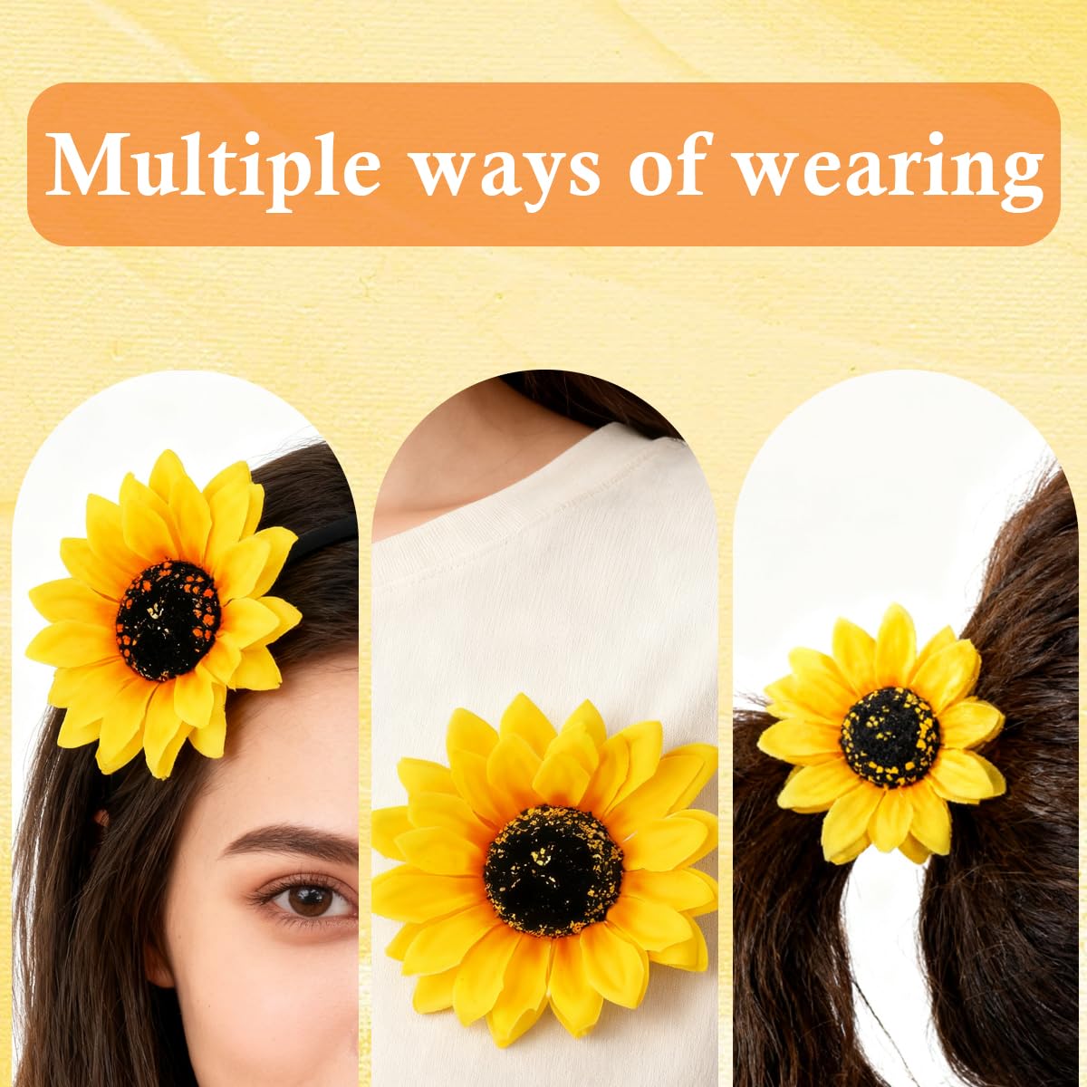 3PCS Women Girls Simulation Yellow Floral Fall Sunflower Hair Clips Alligator Clips Hairpin Hair Clamp Barrettes Headwear Hair Hair Styling