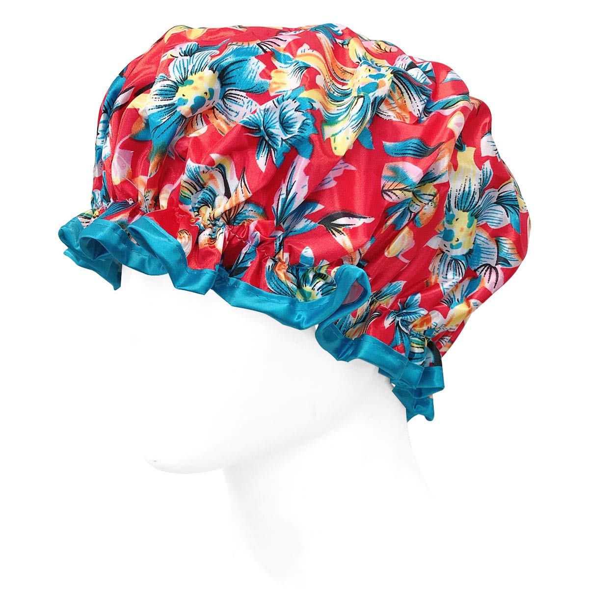 allydrew Reusable Women's Waterproof Shower Caps for Long Hair, Exotic Floral