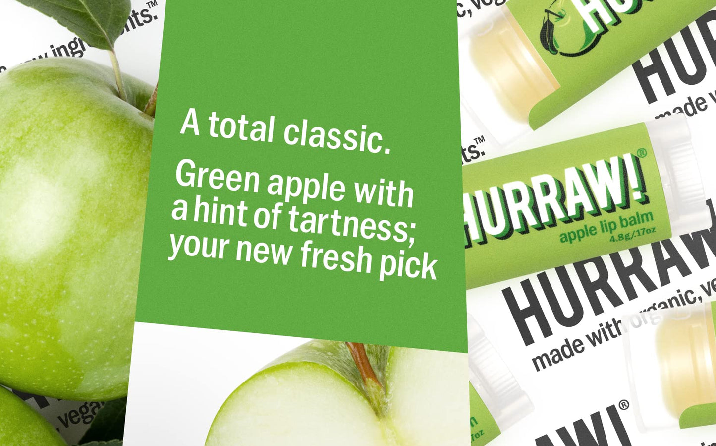 Hurraw! Apple Lip Balm, 3 Pack: Organic, Certified Vegan, Cruelty and Gluten Free. Non-GMO, 100% Natural Ingredients. Bee, Shea, Soy and Palm Free.