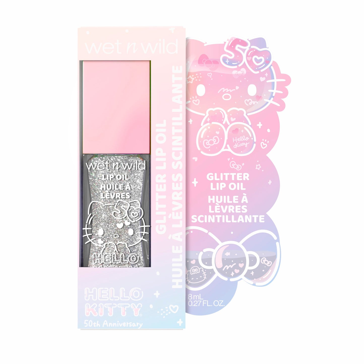 wet n wild Hello Kitty Glitter Lip Oil, New 10 Oil Infused Formula, Warm Apple Pie Lightly Scented, Sparkly Bold Colors, Cruelty-Free & Vegan -