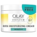 Olay Face Moisturizer, Complete+ Rich Moisturizing Cream - Fragrance-Free, Gentle for Dry & Sensitive Skin, 3-in-1 Hydrating to Strengthen, Nourish