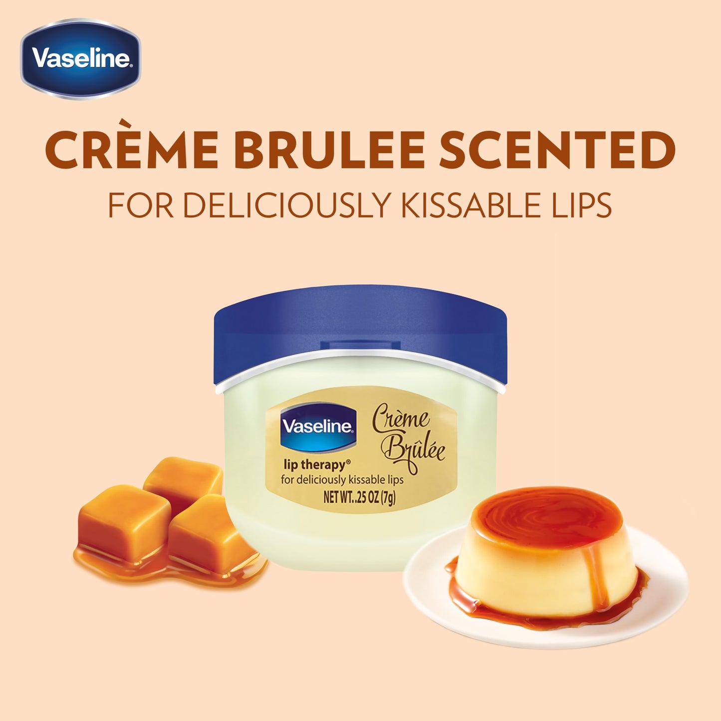 Vaseline Lip Therapy Creme Brulee 0.25 Ounce Jar (8 Pack) Disply